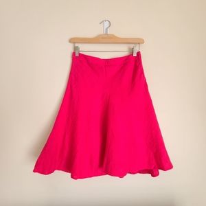 Banana Republic A-line Flounce Linen Skirt Hot Pink Size 0